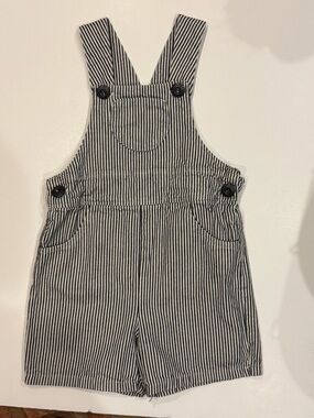 Custom Handmade Baby Shortall Overalls 24M Black White Stripe